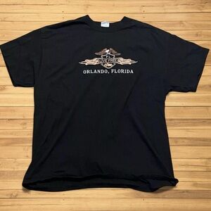 Vintage Motorcycle Logo Live Free Orlando Florida Bald Eagle Black Shirt XL